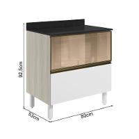 Balcao Tampo 2g Vidro 80cm Mdf Kali 16415 Bianco Toq Branco Uv Nicioli - 3