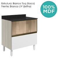 Balcao Tampo 2g Vidro 80cm Mdf Kali 16415 Bianco Toq Branco Uv Nicioli