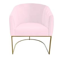 Poltrona Julia Com Base De Ferro Sala De Estar Escritório Recepção Clinica Suede Rosa Bebê D'classe Decor - 1