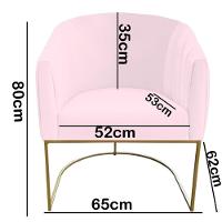 Poltrona Julia Com Base De Ferro Sala De Estar Escritório Recepção Clinica Suede Rosa Bebê D'classe Decor - 5