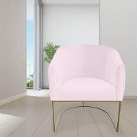 Poltrona Julia Com Base De Ferro Sala De Estar Escritório Recepção Clinica Suede Rosa Bebê D'classe Decor - 6