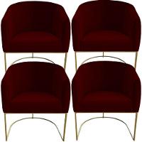 Kit 04 Poltrona Julia Com Base De Ferro Sala De Estar Escritório Recepção Clinica Suede Marsala D'classe Decor - 1