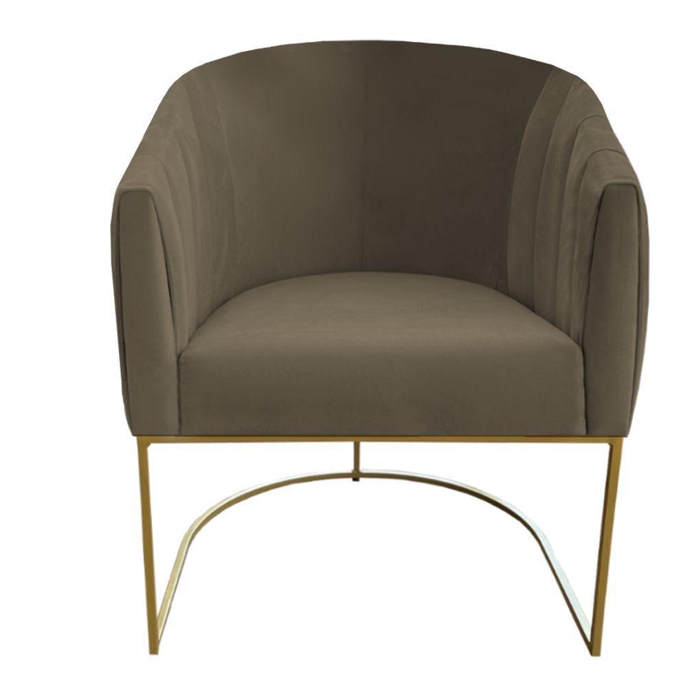 Kit 04 Poltrona Julia Com Base De Ferro Sala De Estar Escritório Recepção Clinica Suede Marrom Rato D'classe Decor - 2