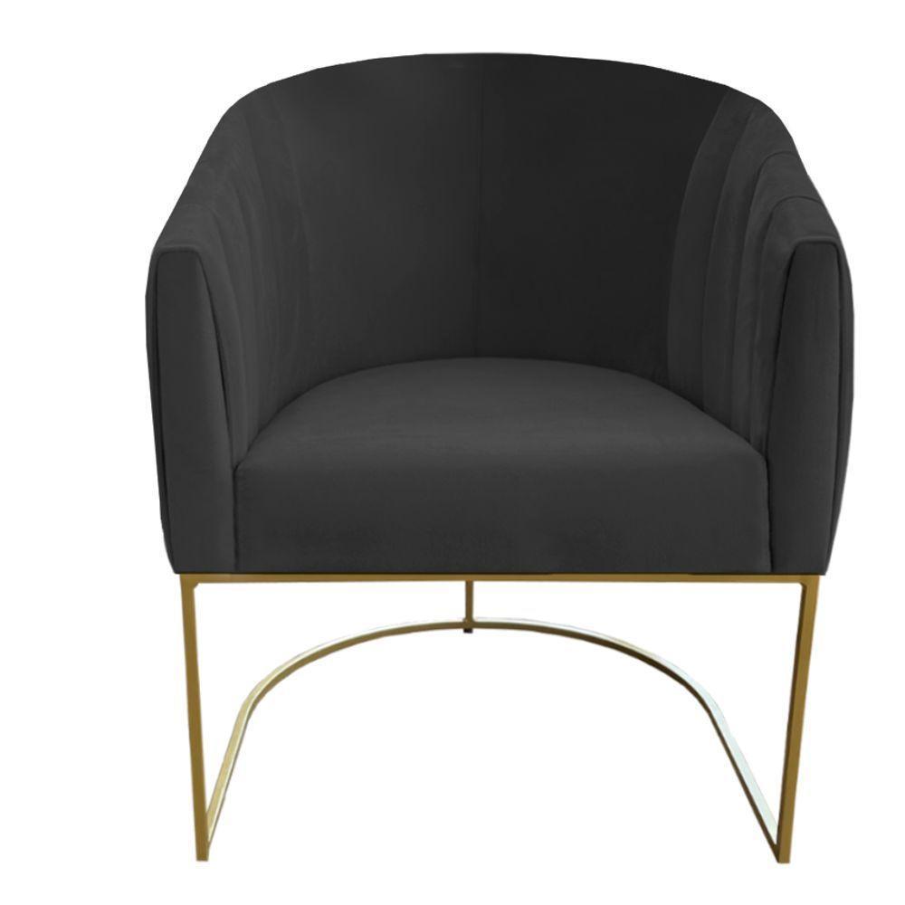 Poltrona Julia Com Base De Ferro Sala De Estar Escritório Recepção Clinica Suede Grafite D'classe Decor - 1