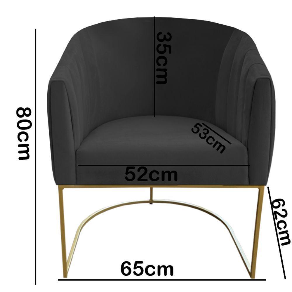 Poltrona Julia Com Base De Ferro Sala De Estar Escritório Recepção Clinica Suede Grafite D'classe Decor - 5