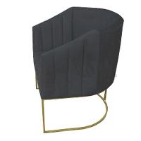 Poltrona Julia Com Base De Ferro Sala De Estar Escritório Recepção Clinica Suede Grafite D'classe Decor - 3