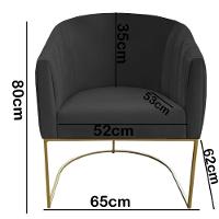 Poltrona Julia Com Base De Ferro Sala De Estar Escritório Recepção Clinica Suede Grafite D'classe Decor - 5