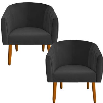 Kit 02 Poltrona Julia Decoração Salão Cadeira Escritório Recepção Estar Amamentação Suede Grafite D'classe Decor