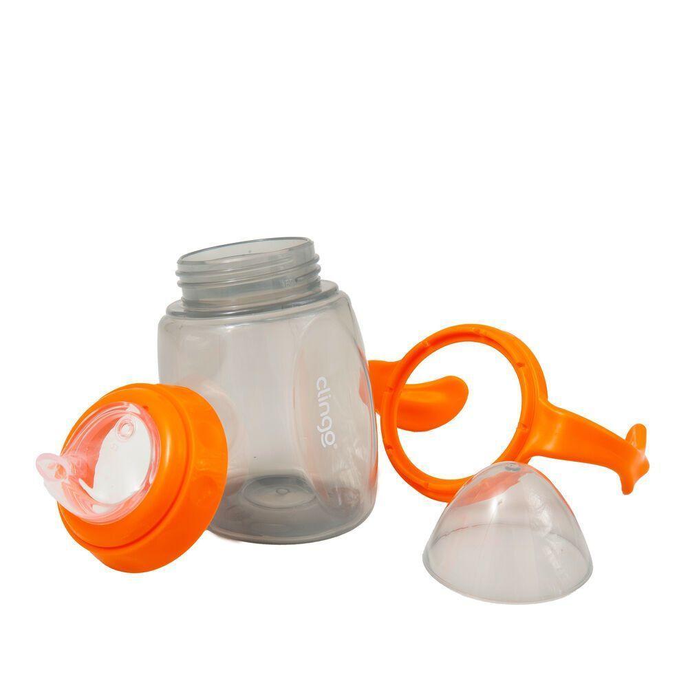 Copo De Transição Bebês Com Alça Dupla Bico Em Silicone Macio Anti-vazamento Laranja - 3