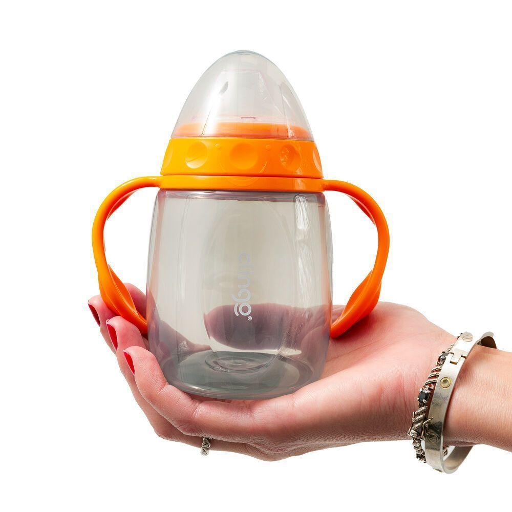 Copo De Transição Bebês Com Alça Dupla Bico Em Silicone Macio Anti-vazamento Laranja - 4