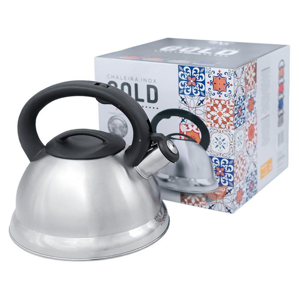Chaleira Em Inox Com Apito E Fundo Duplo à Indução Prata - 4