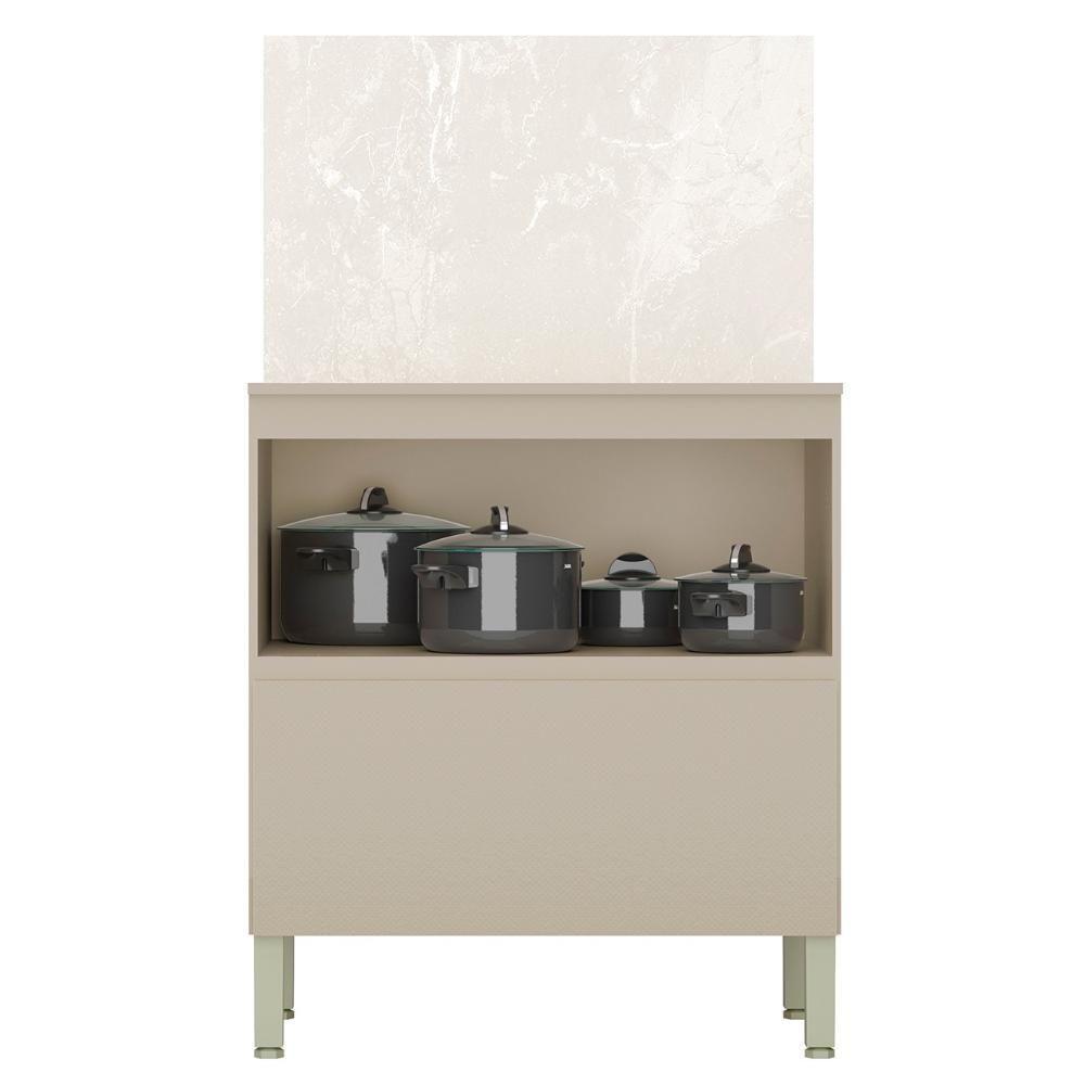 Balcão De Cozinha Com Tampo 80cm 1 Porta Minsk K02 Vanilla - Mpozenato - 5