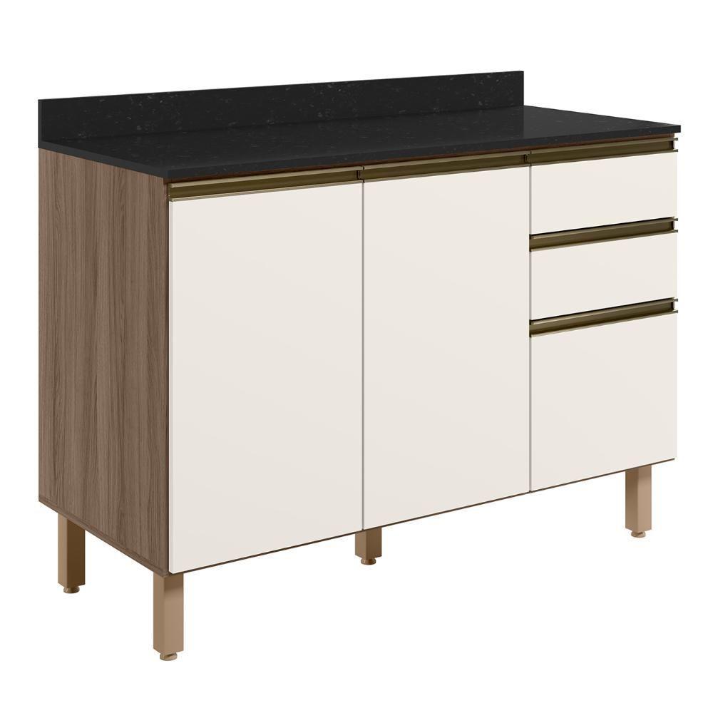 Balcão De Cozinha Com Tampo 120cm Maly N03 Carvalho-off White - Mpozenato - 1