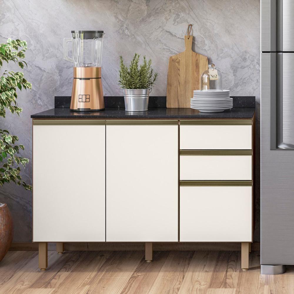 Balcão De Cozinha Com Tampo 120cm Maly N03 Carvalho-off White - Mpozenato - 2