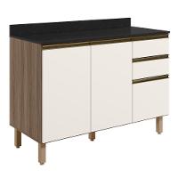 Balcão De Cozinha Com Tampo 120cm Maly N03 Carvalho-off White - Mpozenato - 1