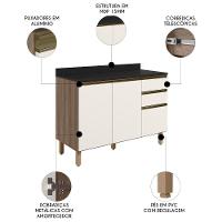 Balcão De Cozinha Com Tampo 120cm Maly N03 Carvalho-off White - Mpozenato - 3