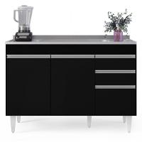 Balcão Gabinete Com Pia Inox 120cm Michigan Preto - Lumil - 5
