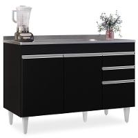Balcão Gabinete Com Pia Inox 120cm Michigan Preto - Lumil - 6