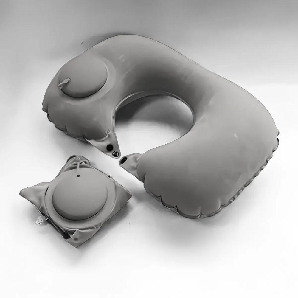 Travesseiro Almofada De Pescoço Inflável E Portátil - Cinza - 2