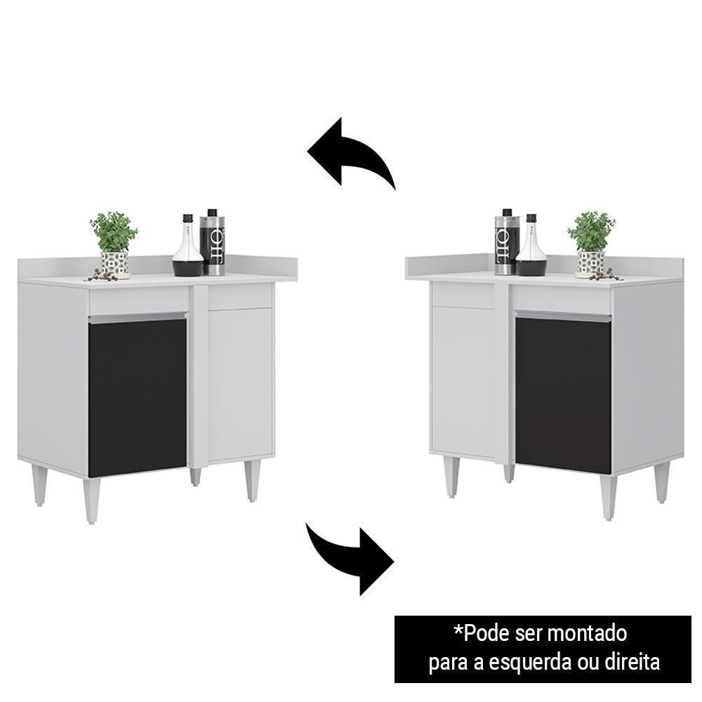 Balcão De Canto Reto Com Tampo 1 Porta Denver Branco-preto - Lumil - 6