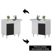 Balcão De Canto Reto Com Tampo 1 Porta Denver Branco-preto - Lumil - 6