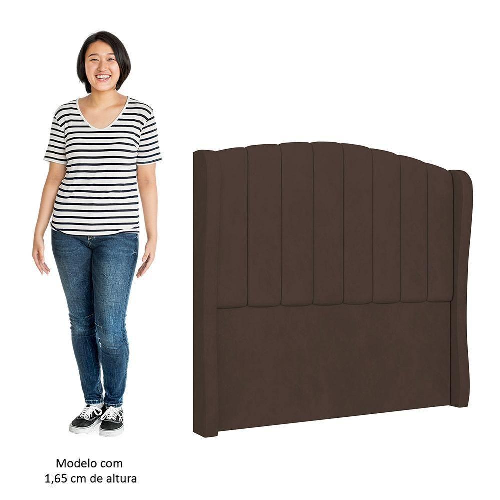Cabeceira Casal Cama Box 140cm Glenda I02 Veludo Marrom - Mpozenato - 5