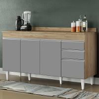 Balcão Gabinete Para Pia Com Tampo 150cm Marrocos Castanho-cinza - Lumil - 2