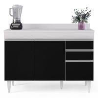 Balcão Gabinete Para Pia Com Tampo 120cm Michigan Branco-pto - Lumil - 7