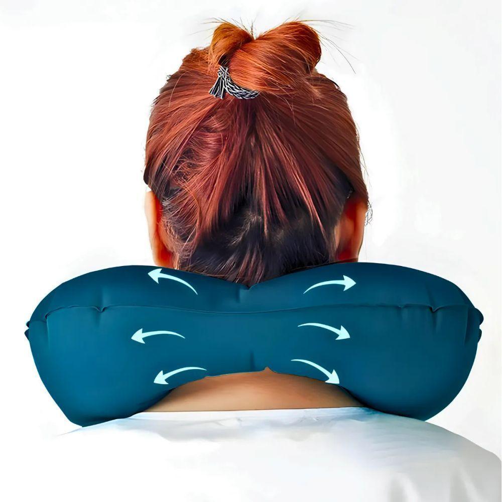 Travesseiro Almofada De Pescoço Inflável E Portátil - Verde - 6