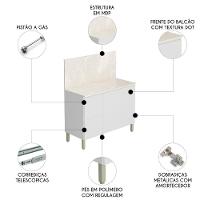 Balcão De Cozinha Com Tampo 120cm 3 Portas Minsk K02 Branco - Mpozenato - 3