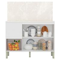 Balcão De Cozinha Com Tampo 120cm 3 Portas Minsk K02 Branco - Mpozenato - 5
