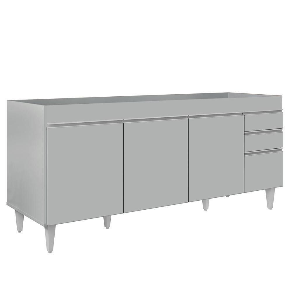 Balcão De Cozinha Para Pia 180cm 4 Portas Sem Tampo Dallas Cinza Claro - Lumil - 1