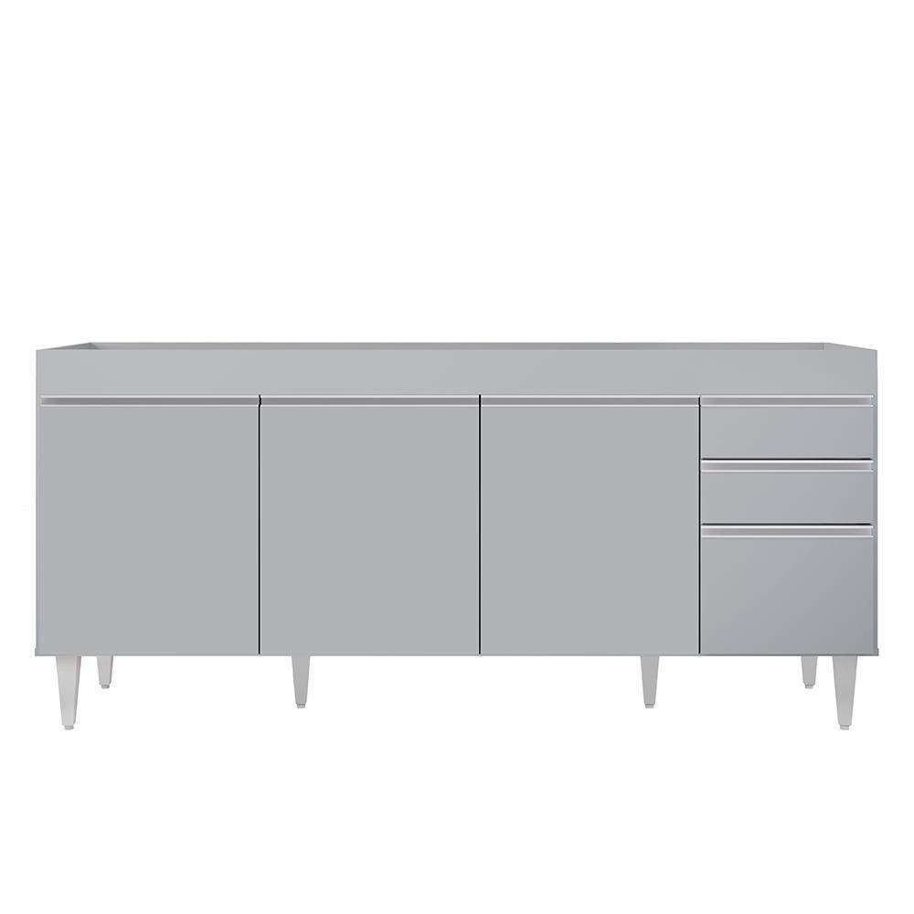 Balcão De Cozinha Para Pia 180cm 4 Portas Sem Tampo Dallas Cinza Claro - Lumil - 6