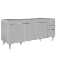 Balcão De Cozinha Para Pia 180cm 4 Portas Sem Tampo Dallas Cinza Claro - Lumil - 1