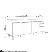 Balcão De Cozinha Para Pia 180cm 4 Portas Sem Tampo Dallas Cinza Claro - Lumil