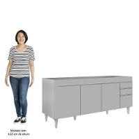 Balcão De Cozinha Para Pia 180cm 4 Portas Sem Tampo Dallas Cinza Claro - Lumil - 5