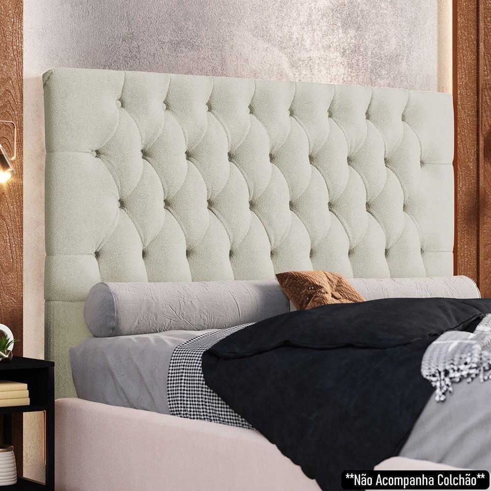 Cabeceira Casal King Cama Box 195cm Cristal C16 Boucle Bege - Mpozenato - 2