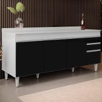 Balcão Gabinete 180cm Com Tampo Dallas Branco-preto - Lumil - 3
