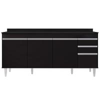 Balcão Gabinete 180cm Com Tampo Dallas Preto - Lumil - 5