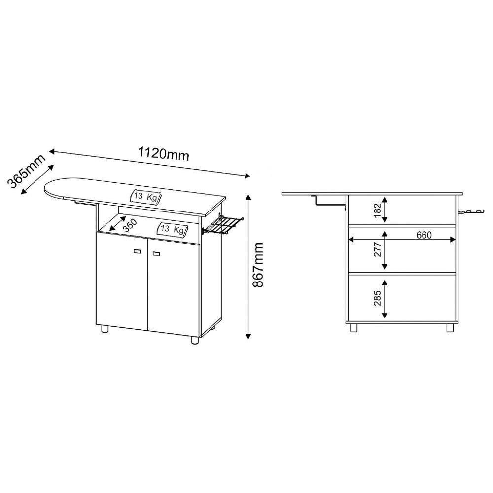 Balcão Com Tábua De Passar 2 Portas Tp3000 Branco - Tecno Mobili - 5