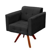 Kit 2 Poltronas Decorativas Base Madeira Giratória Ana Suede Preto - Ibiza - 2