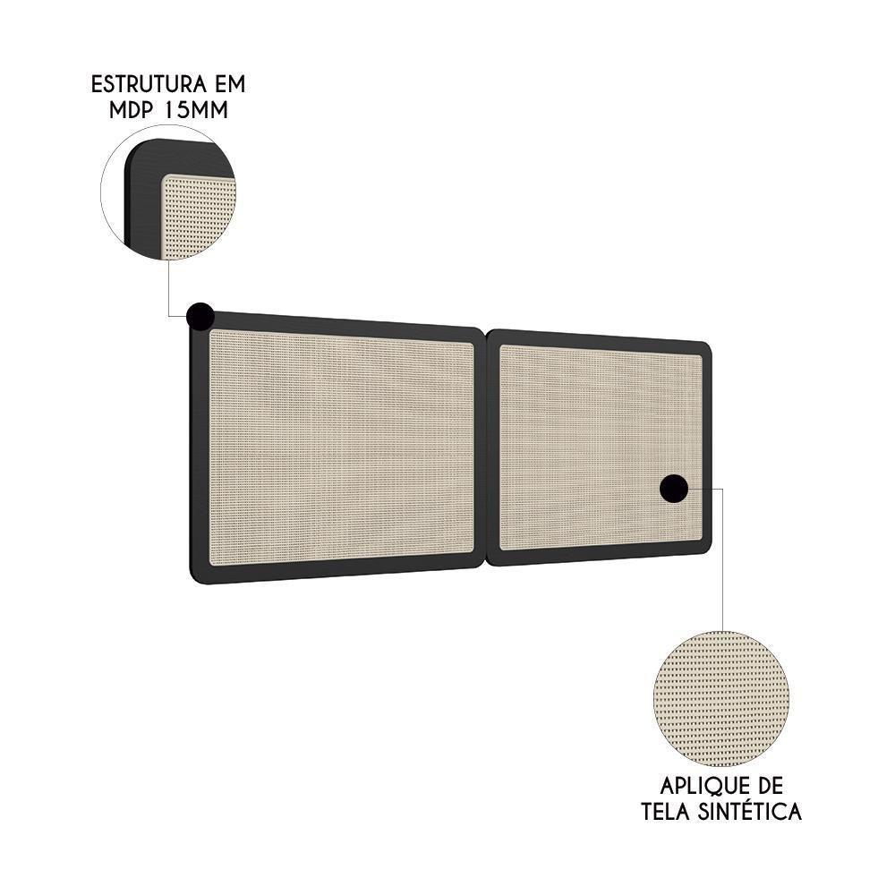 Cabeceira Casal Queen E 2 Mesas Pé Metal Arlo A10 Nero-dourado - Mpozenato - 10
