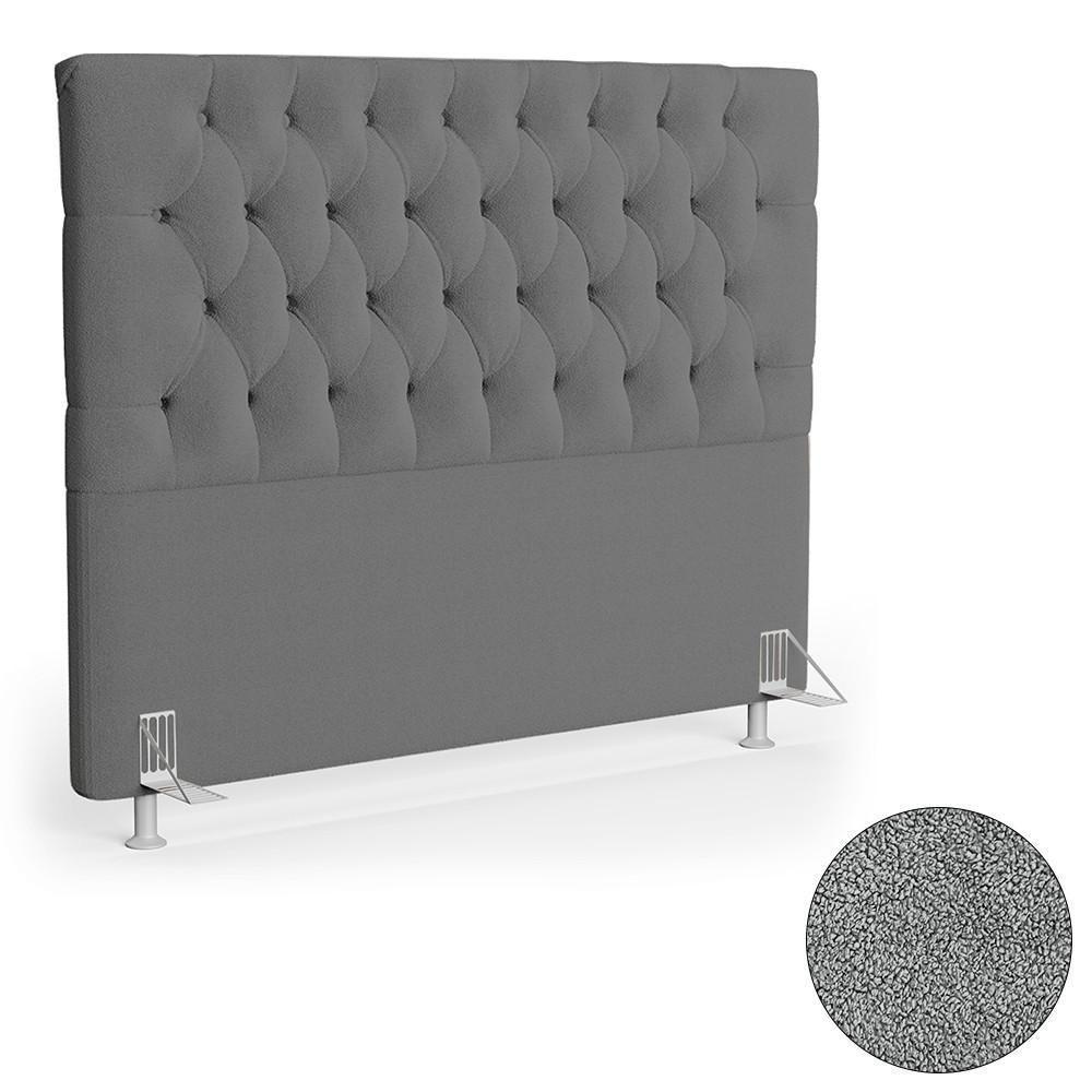 Cabeceira Casal 140cm Cristal Boucle Cinza E 2 Mesas Laterais Plaza Lc1 Preto - Mpozenato - 9