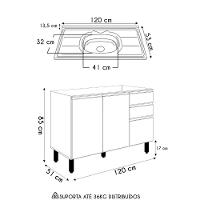 Balcão De Cozinha Com Pia Inox 120cm Maly N03 Carvalho-grafite - Mpozenato