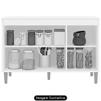 Balcão De Cozinha Com Pia Inox 120cm 3 Portas Manu Preto - Ajl Móveis - 5