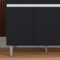 Balcão De Cozinha Com Pia Inox 120cm 3 Portas Manu Preto - Ajl Móveis - 6