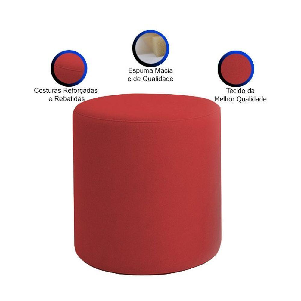 Puff Beca Cilindro Suede Live - 7 Decor Vermelho - 3