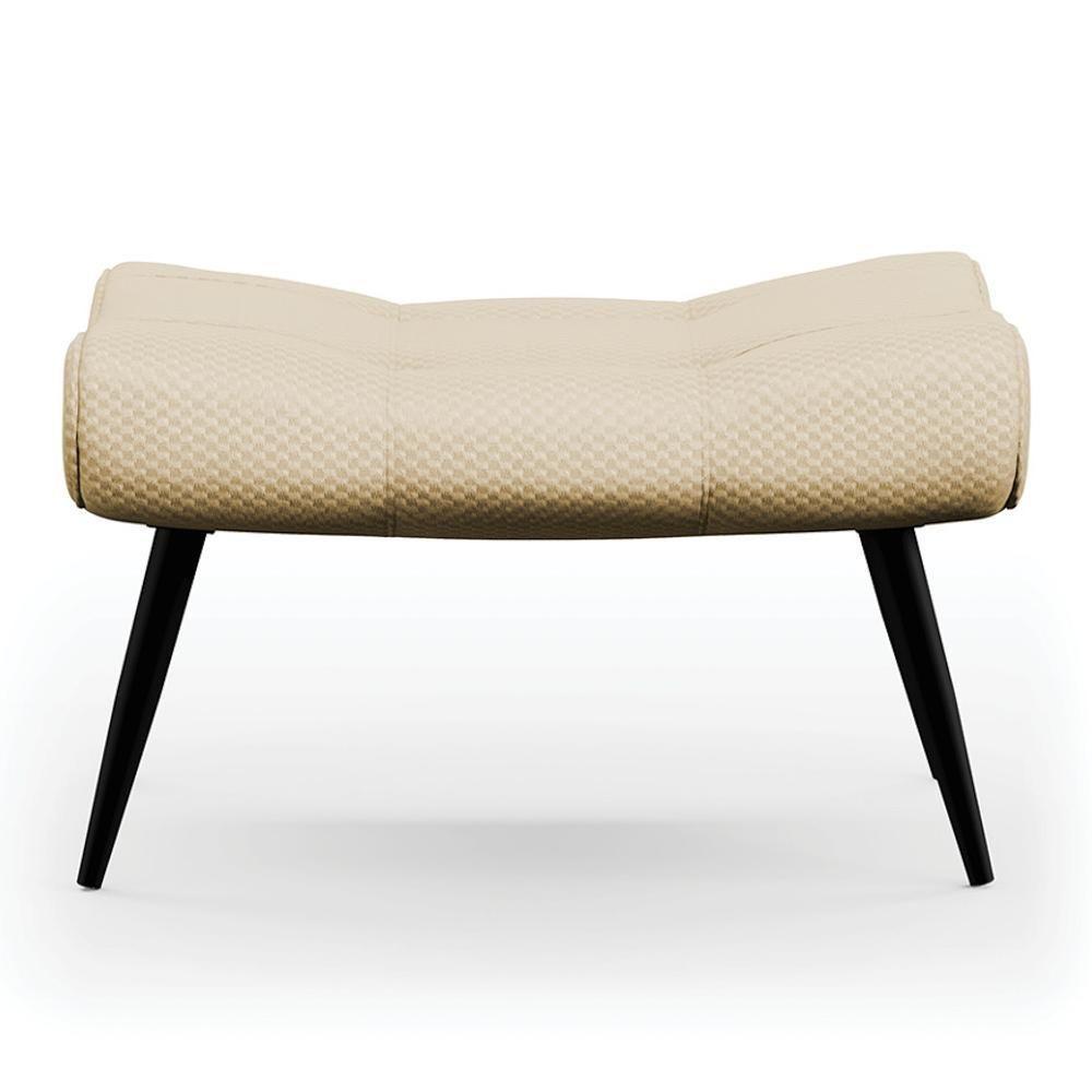 Puff Decorativo Para Sala De Estar Pés Palito Lord Veludo Luxo Off White - Ibiza - 7