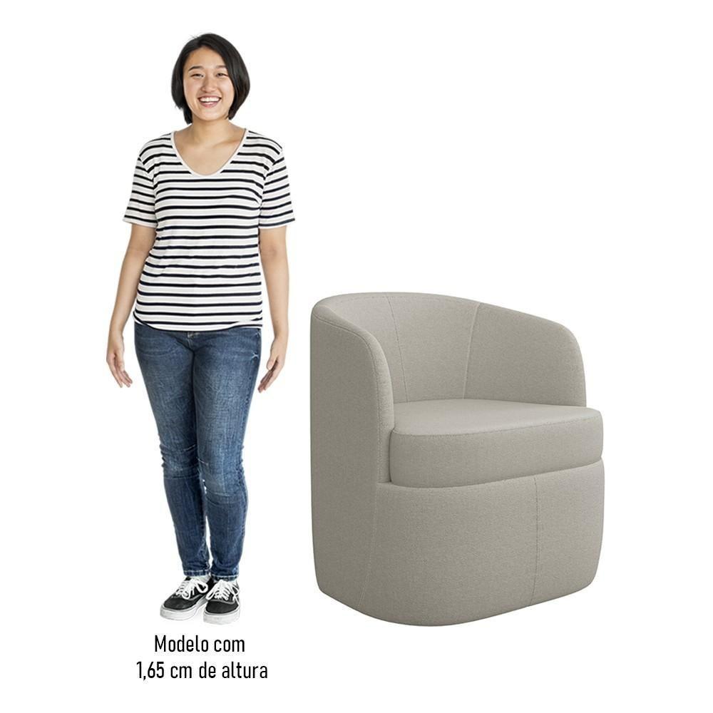 Poltrona Giratória Decorativa Para Sala Dandara K04 Bouclê Bege - Mpozenato - 6