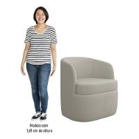 Poltrona Giratória Decorativa Para Sala Dandara K04 Bouclê Bege - Mpozenato - 6